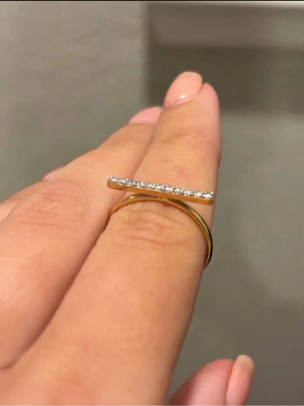 14k Yellow Gold & Genuine Diamond Stacker Band Ring Size 7